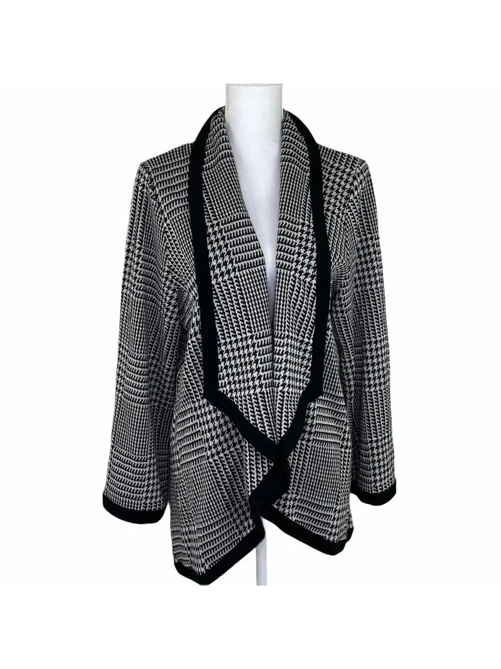 Nina Leonard Waterfall Cardigan Black Size‎ M QVC